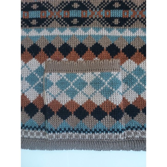 Ladies Tally-Ho Diamond Pattern Fall Colors Button Down Sweater W/Pockets Size L - Picture 4 of 8